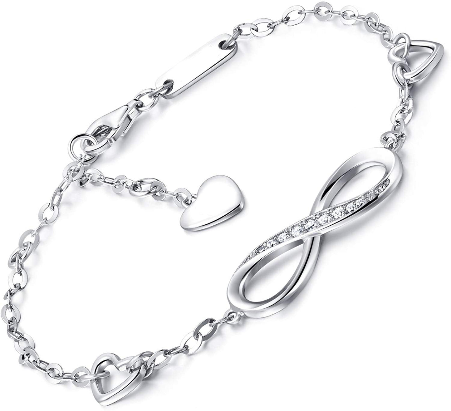 White  Elements Infinite Pendant Chain Bracelet in 14K White Gold Plating Elsy Style Bracelet