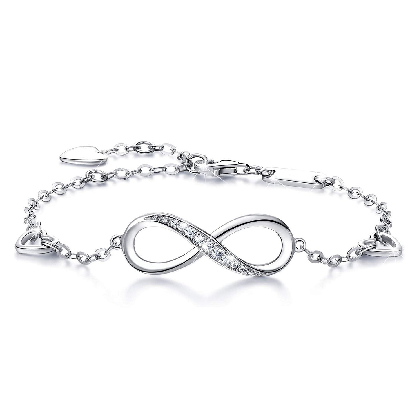 White  Elements Infinite Pendant Chain Bracelet in 14K White Gold Plating Elsy Style Bracelet