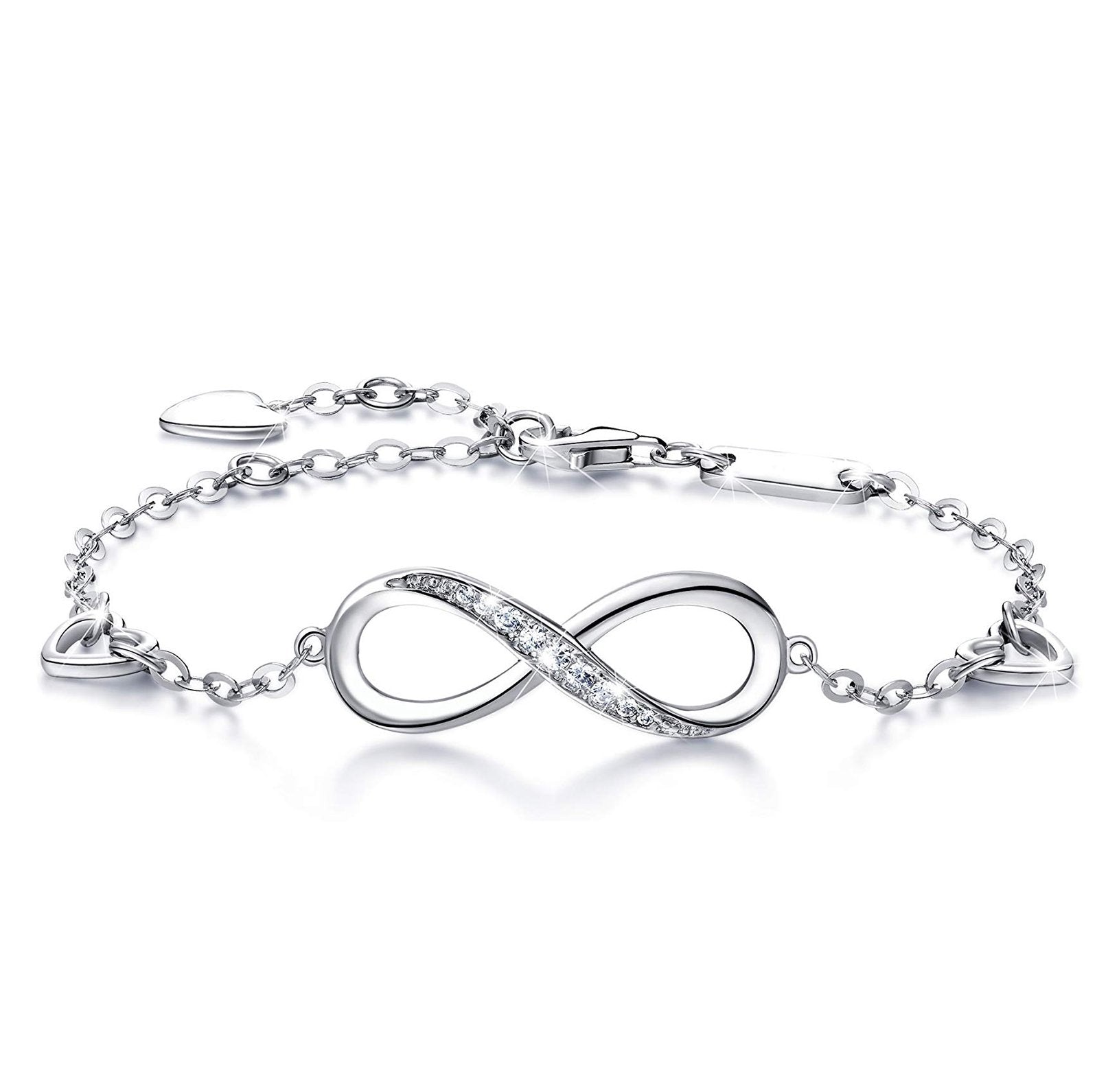 White  Elements Infinite Pendant Chain Bracelet in 14K White Gold Plating Elsy Style Bracelet