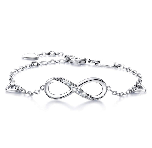 White  Elements Infinite Pendant Chain Bracelet in 14K White Gold Plating Elsy Style Bracelet