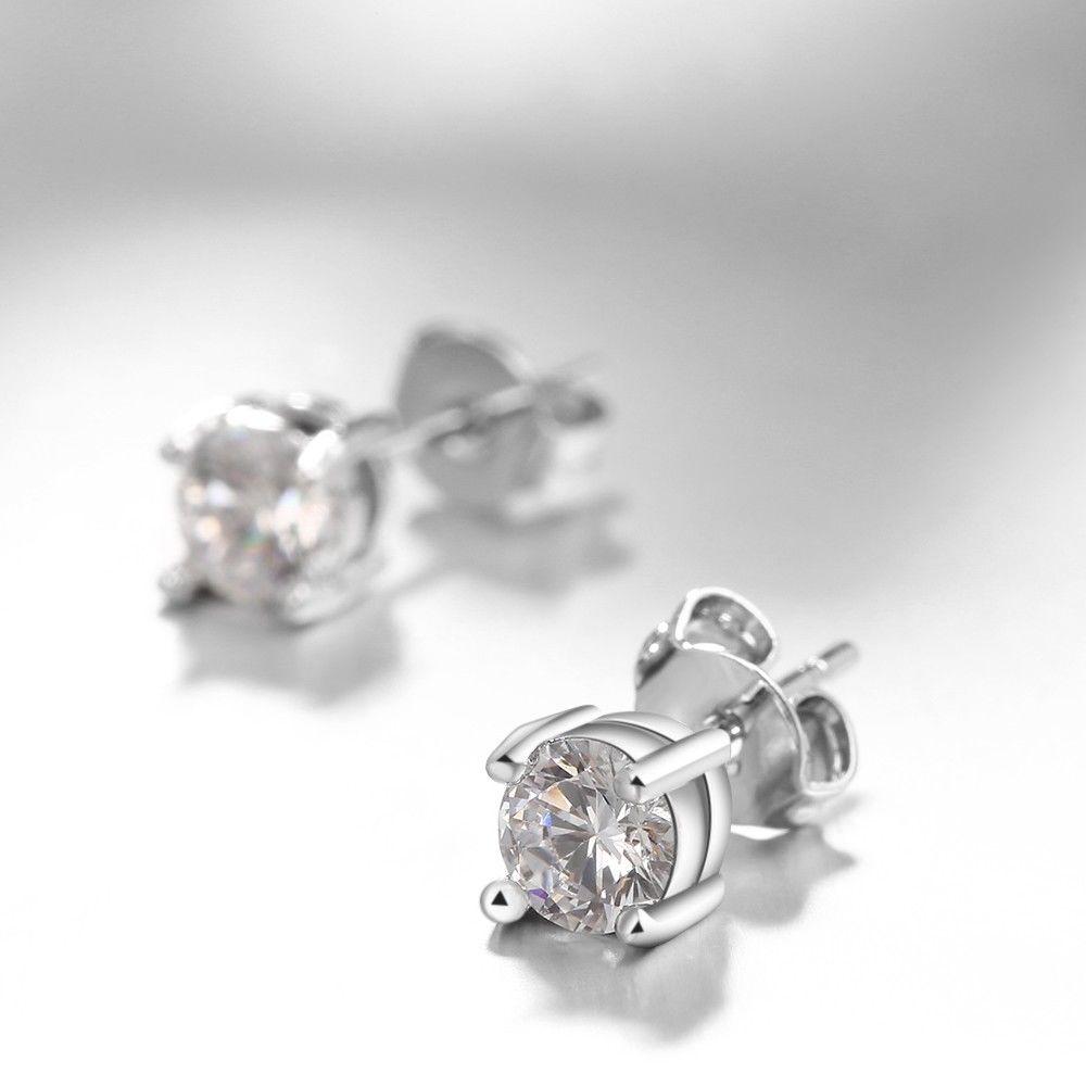 White Gold  Crystal Stud Earring in Gift Box Elsy Style Earring