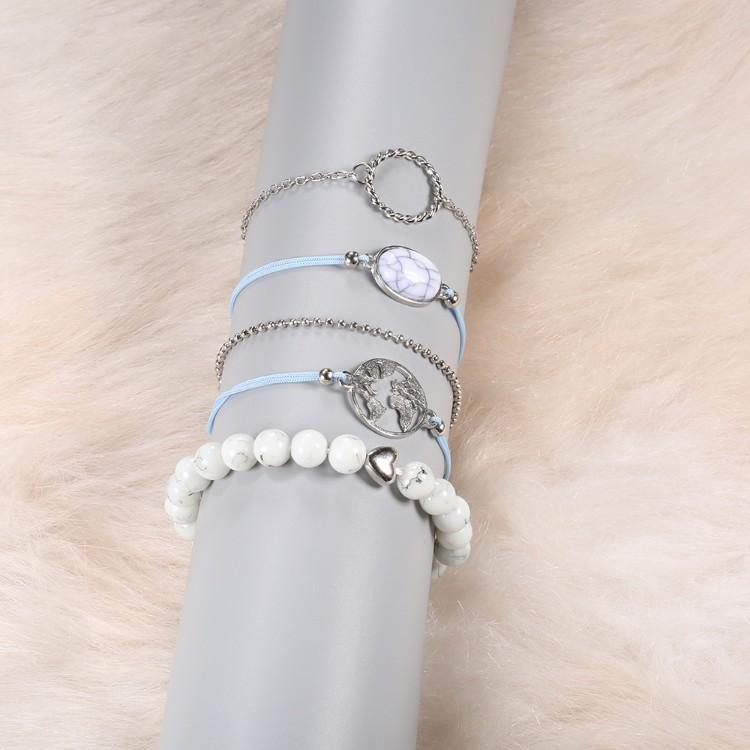 White Marble Filligree Strectch 5 Piece Bracelet Elsy Style Bracelet