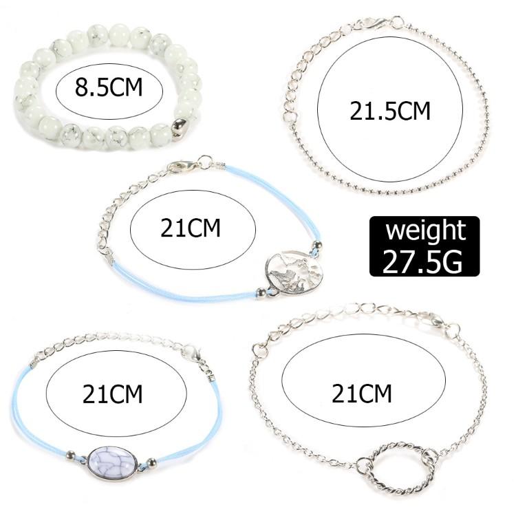 White Marble Filligree Strectch 5 Piece Bracelet Elsy Style Bracelet