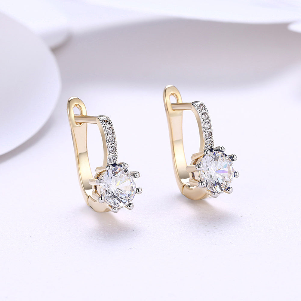 White Topaz 0.70 CT Round Huggie Earring in 18K White Gold Plated Elsy Style Earring