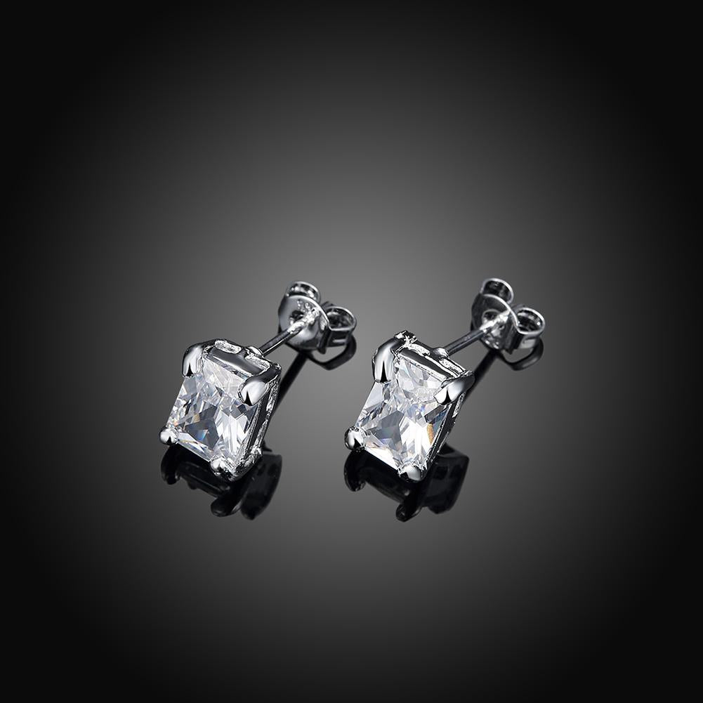 White Topaz Square Stud Earring in 14K White Gold Plated 6mm Elsy Style Earring