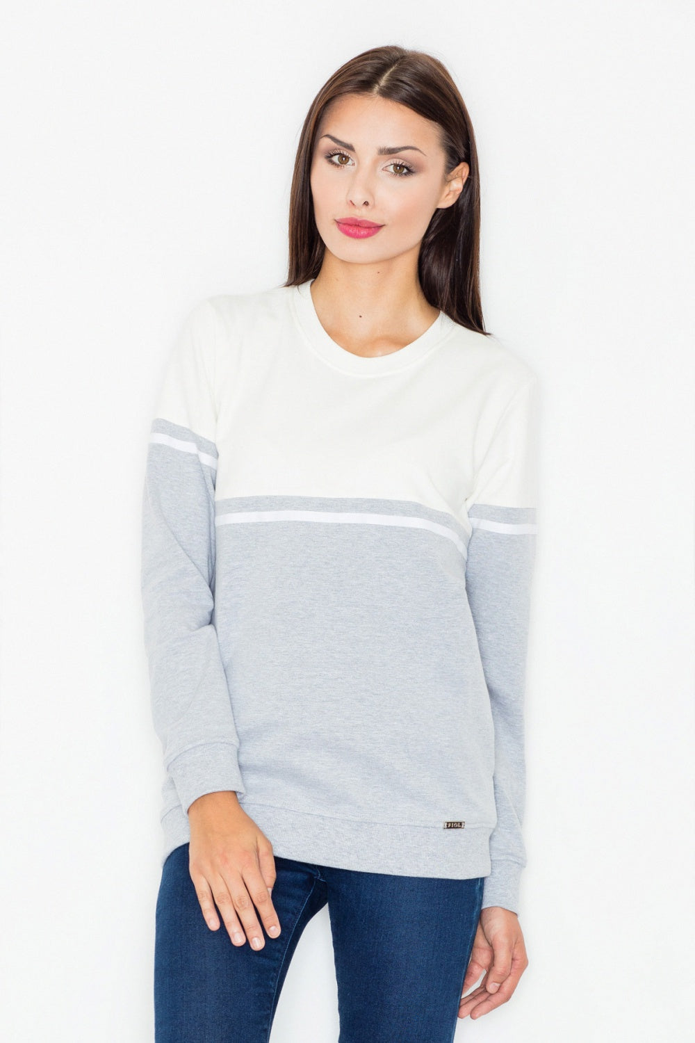 Women's Sweatshirt model 77146 - Ladies' Casual and Sporty Wear - White Color (Ecru Tone)