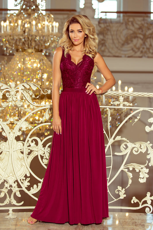 Women's Long dress model 124387 - Party Formal Dress - Ladies' Sexy & Elegant Attire - Burgundy Color