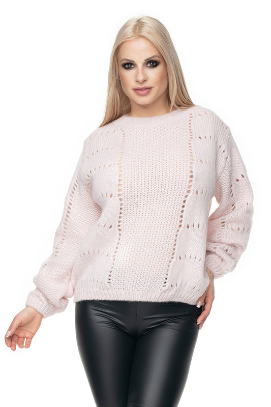 Ladies Casual Knitted Sweater - Women's Jumper model 131601 - Pink Color