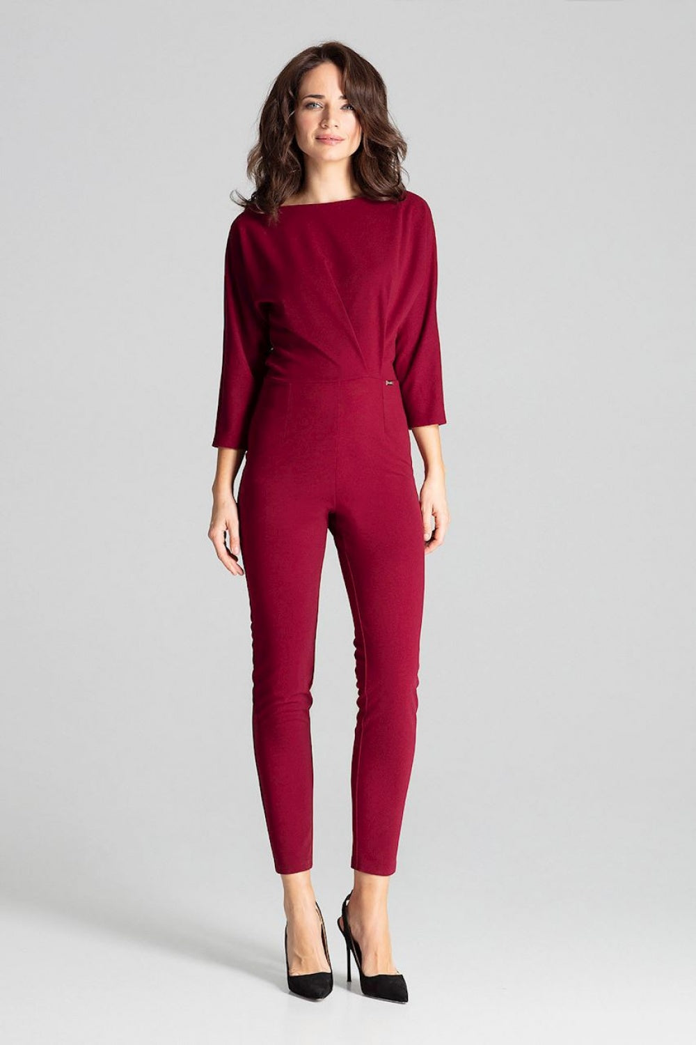 Women's Suit model 139358 - Ladies Casual Everyday Clothing - Jumpsuit & Romper - Burgundy Color