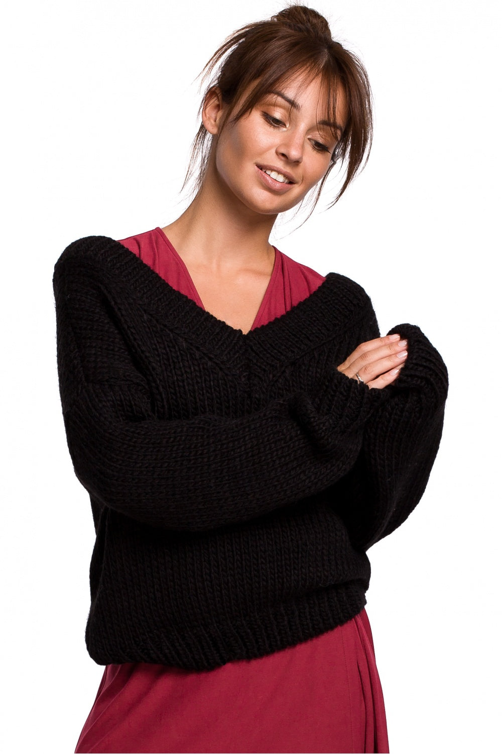 Ladies Casual Knitted Sweater - Women's Jumper model 148276 - Elsy Style