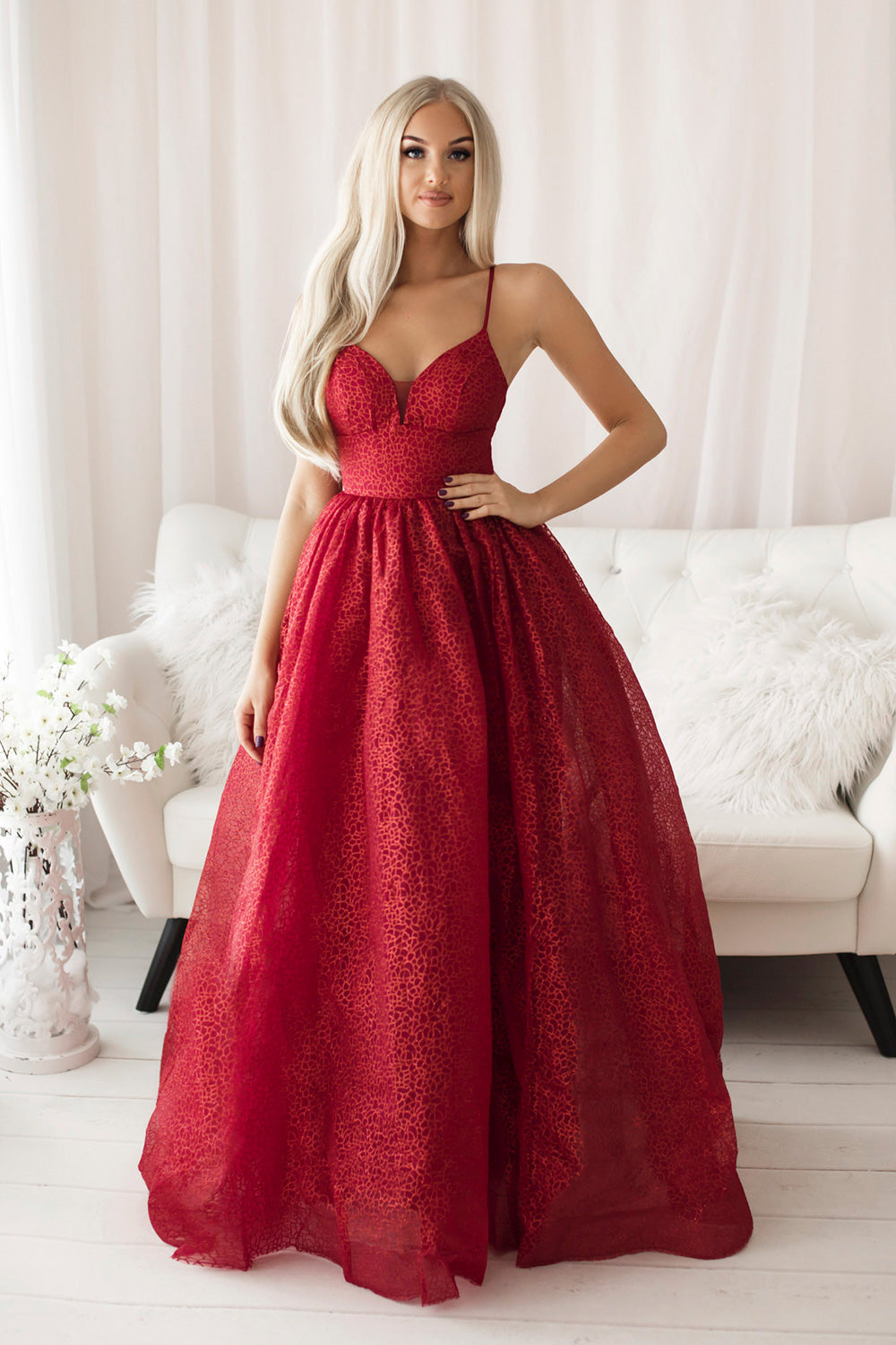 Women's Long dress model 149124 - Party Formal Dress - Ladies' Sexy & Elegant Attire - Burgundy Color