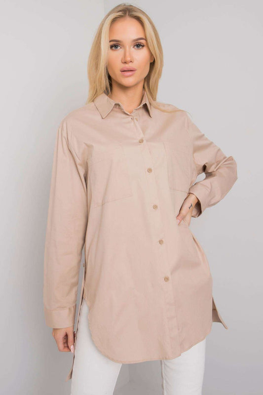 Women's Long sleeve shirt model 160741 - Ladies Casual Spring / Summer Top - Beige Color