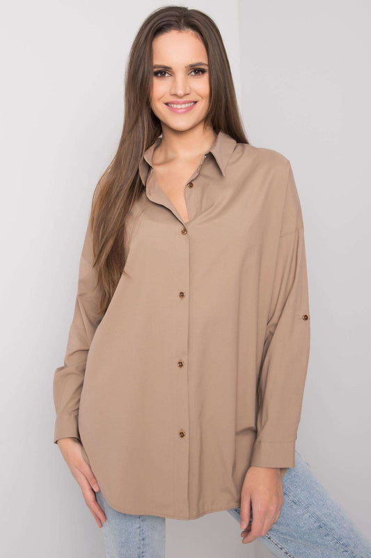 Women's Long sleeve shirt model 161931 - Ladies Casual Spring / Summer Top - Beige Color