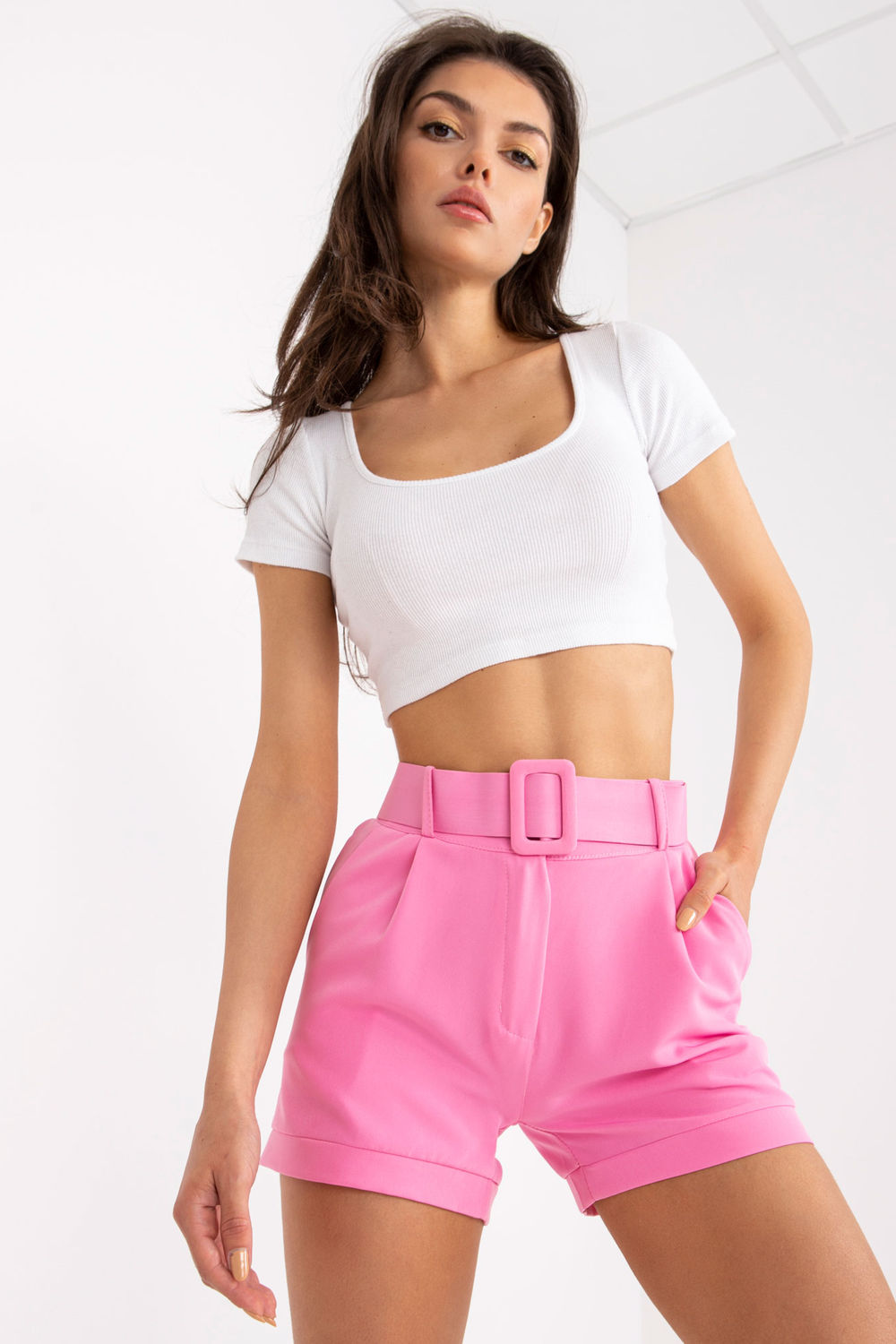 Women's Shorts model 166321 - Ladies Casual & Formal Bottoms - Pink Color