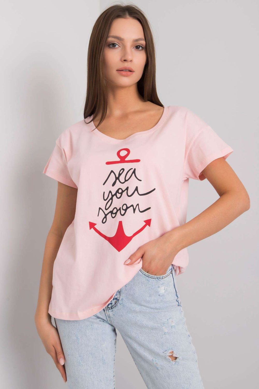 Women's T-shirt model 167758 - Ladies Casual Spring / Summer Top - Pink Color