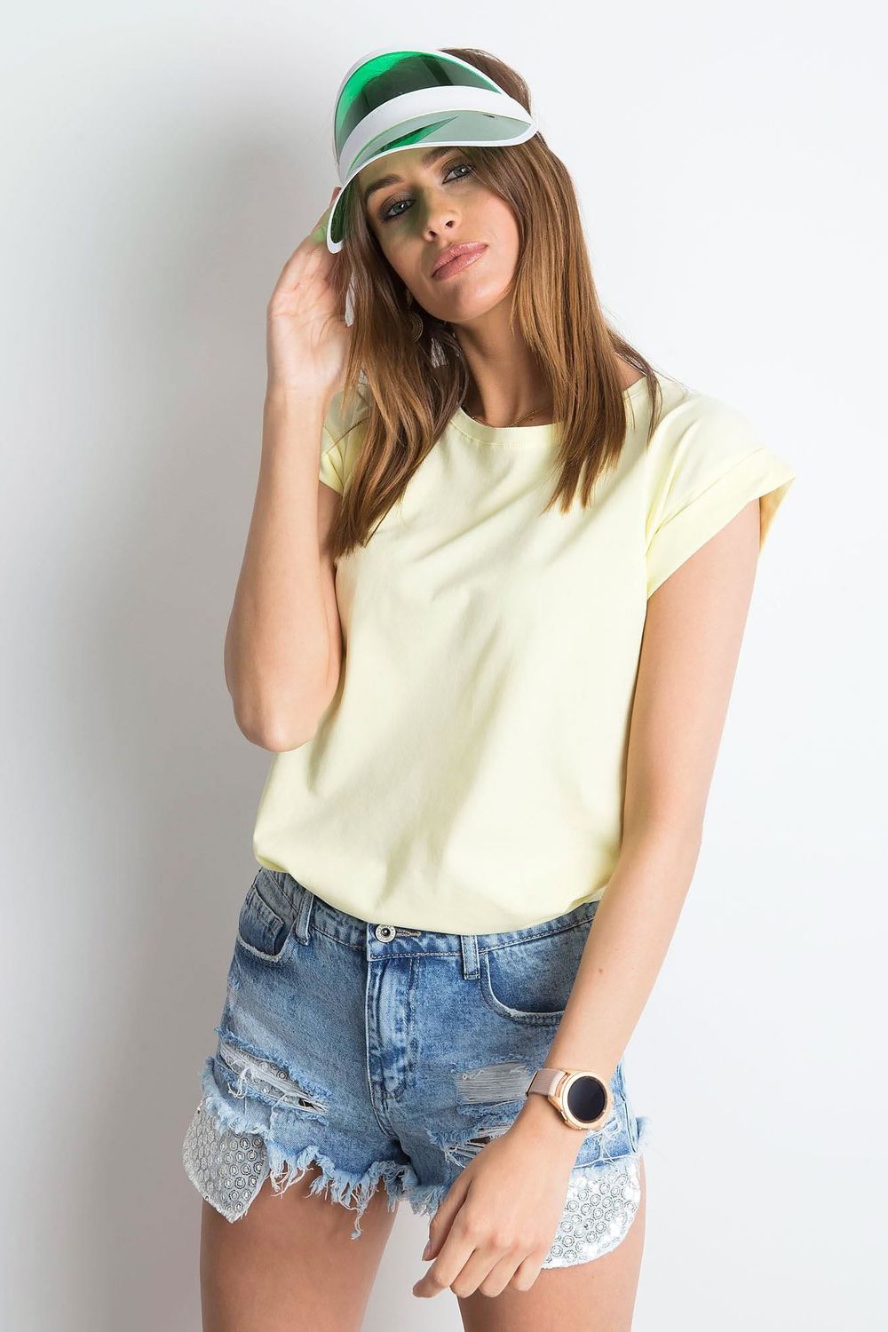 Women's T-shirt model 168477 - Ladies Casual Spring / Summer Top - Yellow Color