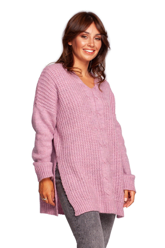 Ladies Casual Knitted Sweater - Women's Jumper model 170256 - Pink Color