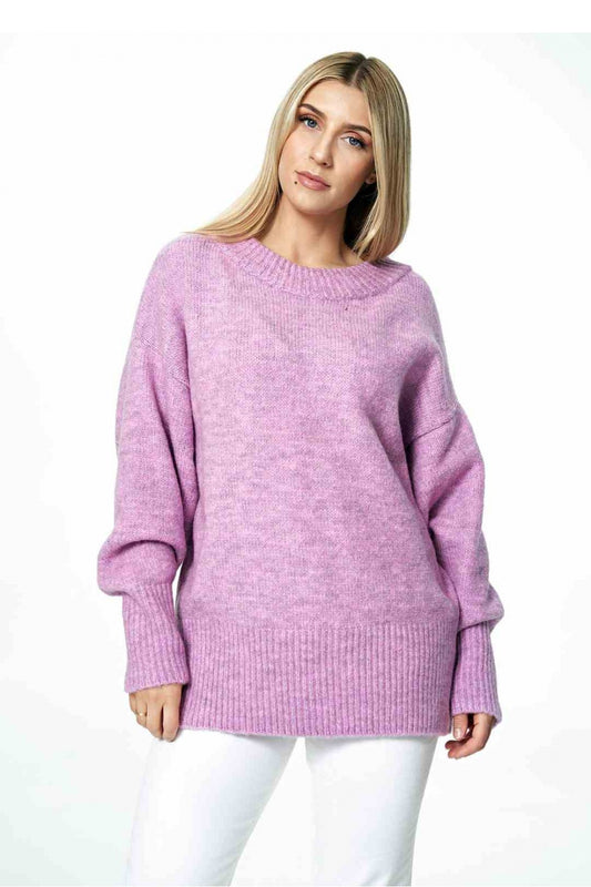 Ladies Casual Knitted Sweater - Women's Jumper model 172265 - Violet Color