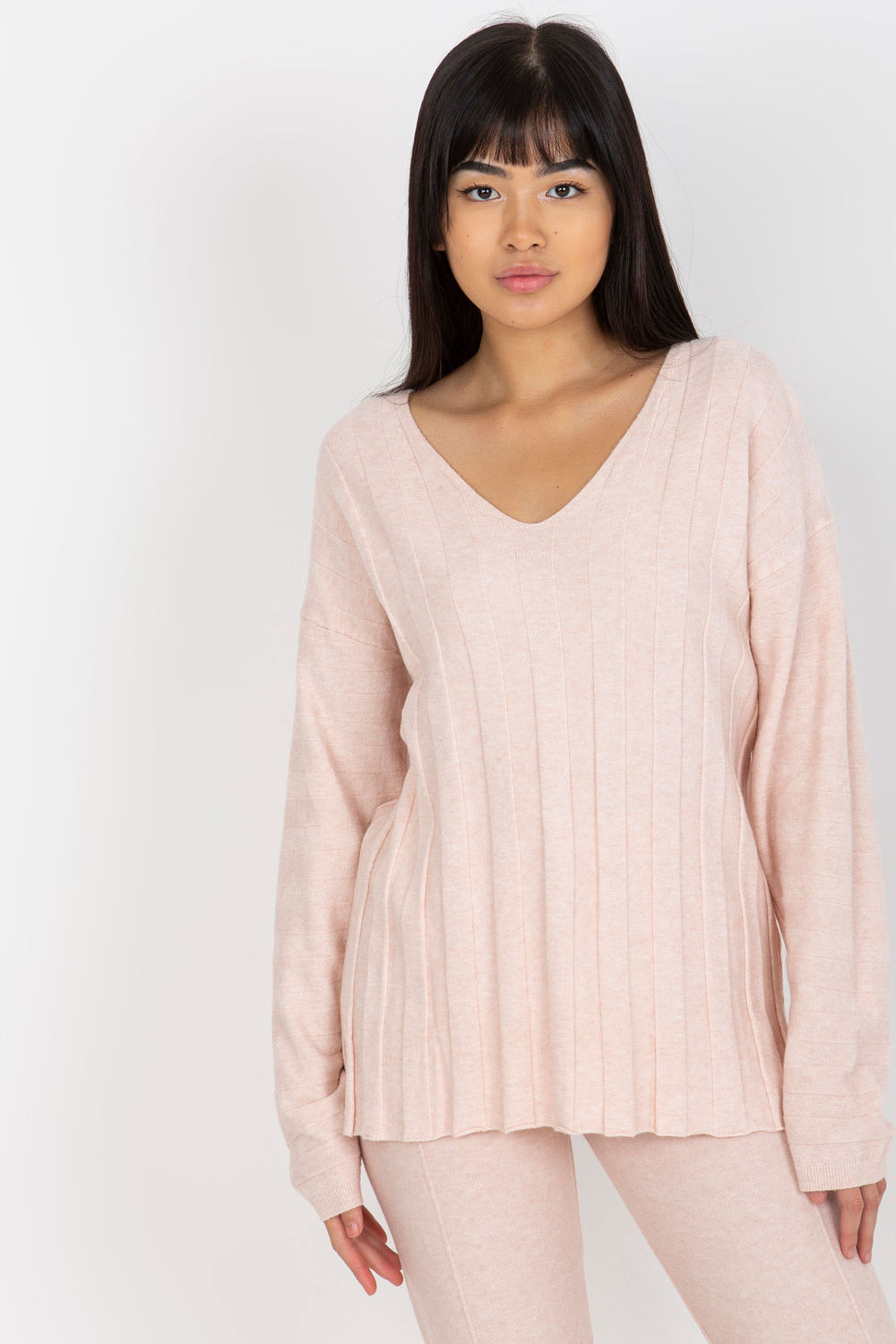 Ladies Casual Knitted Sweater - Women's Jumper model 173508 - Pink Color