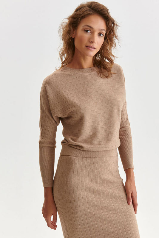 Ladies Casual Knitted Sweater - Women's Jumper model 173962 - Beige Color