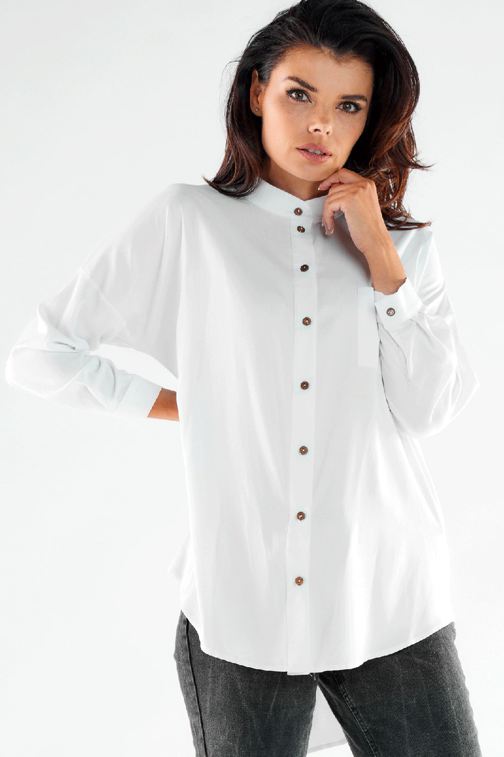 Women's Long sleeve shirt model 173921 - Ladies Casual Spring / Summer Top - White Color