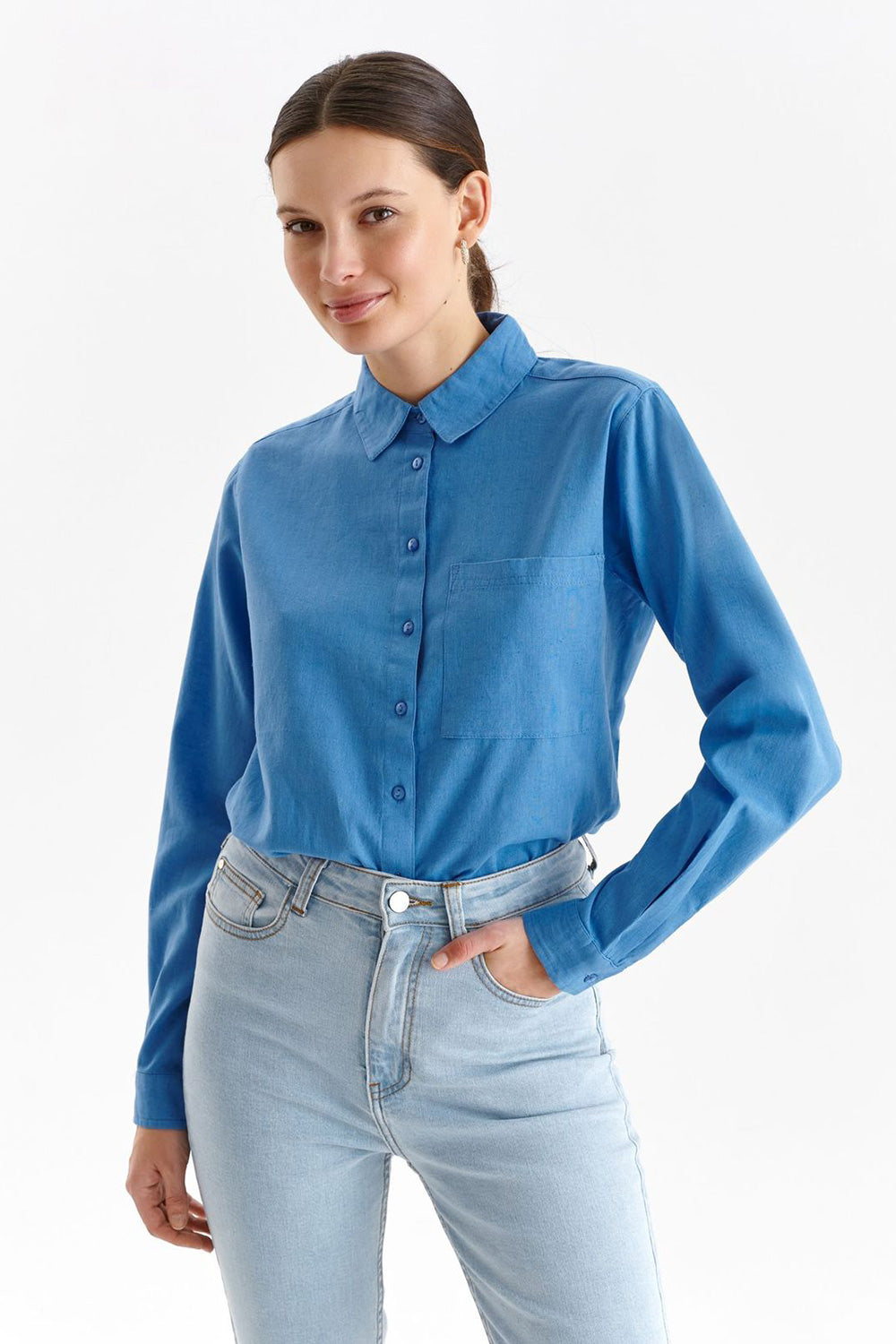 Women's Long sleeve shirt model 175787 - Ladies Casual Spring / Summer Top - Blue Color