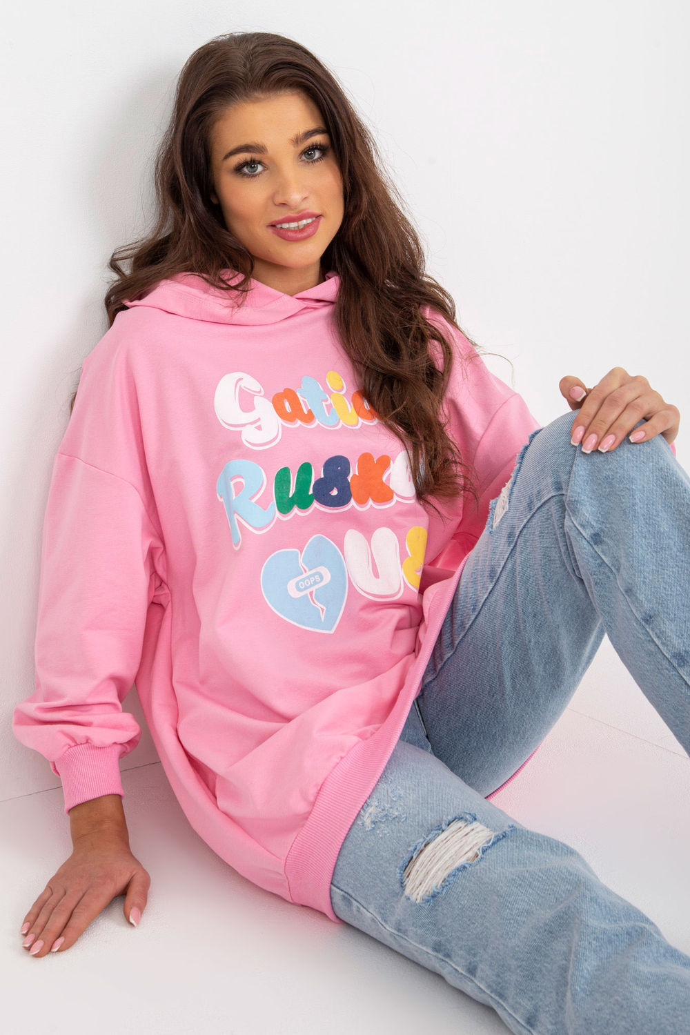 Women's Sweatshirt model 178965 - Ladies' Casual and Sporty Wear - Pink Color