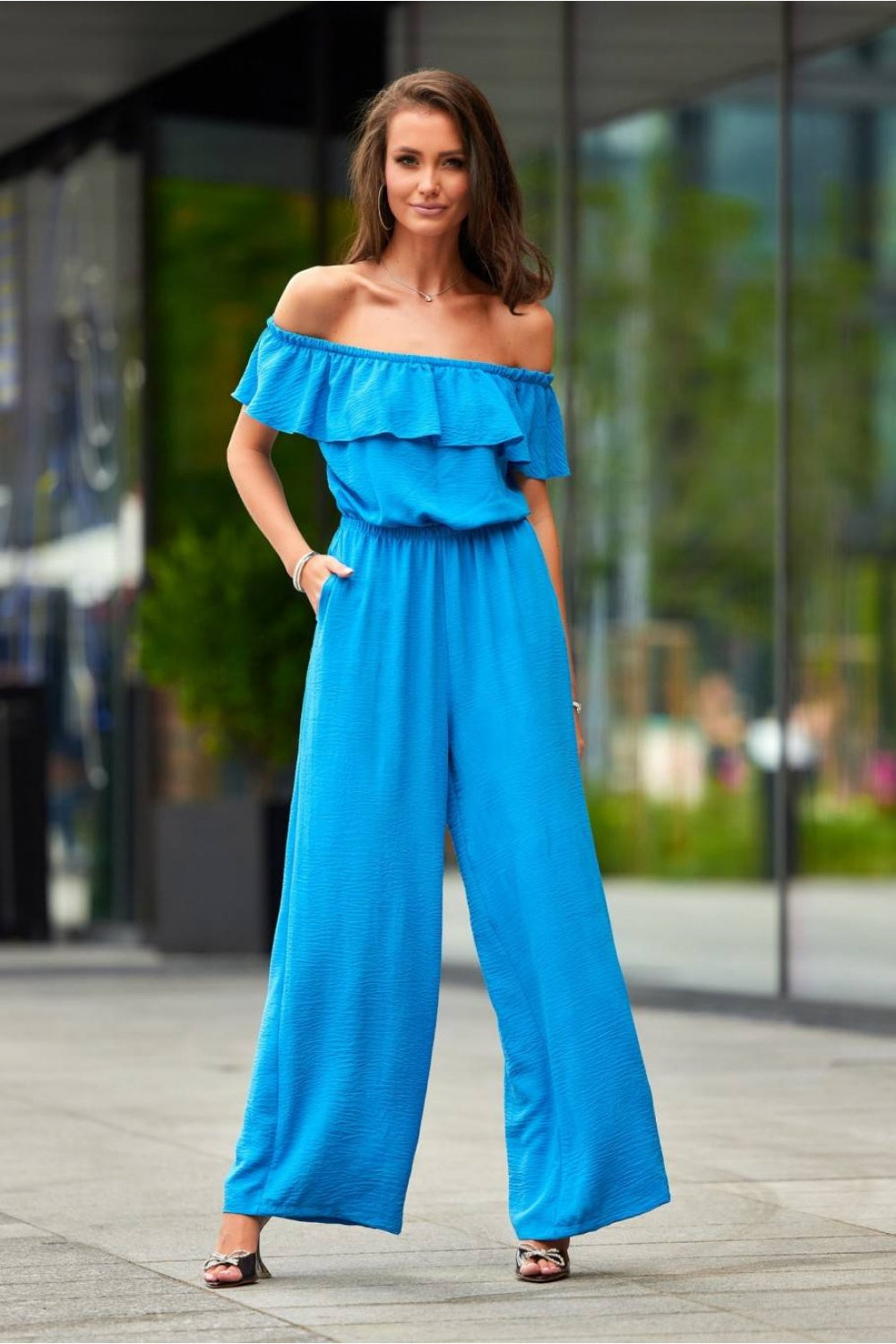 Women's Suit model 182613 - Ladies Casual Everyday Clothing - Jumpsuit & Romper - Blue Color