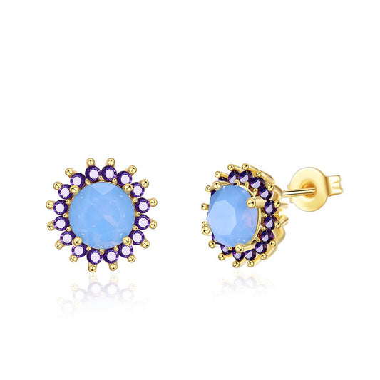 Oceanic Opal Blossoming Stud Earrings in 14K Gold-0