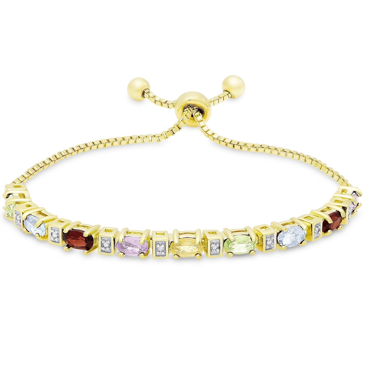 Colors of the Rainbow Bolo Adjustable 7-9" Bracelet in 18K Gold Plated-0