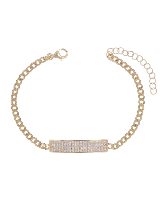 Pave White Topaz Chain Bracelet 7.8" +2" Embellished with  Crystals in 18K Rose Gold Plated-0