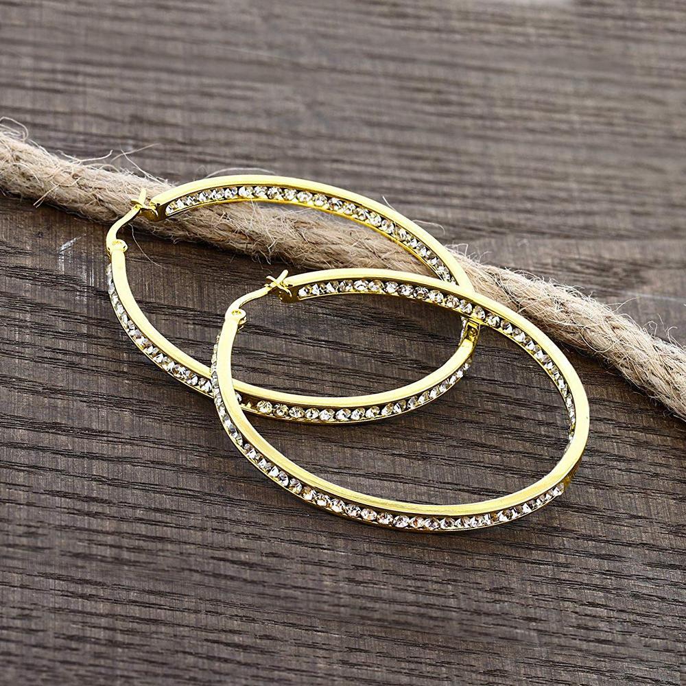 3" Classic Inside Out Pave Hoop Earring ITALY Design-3