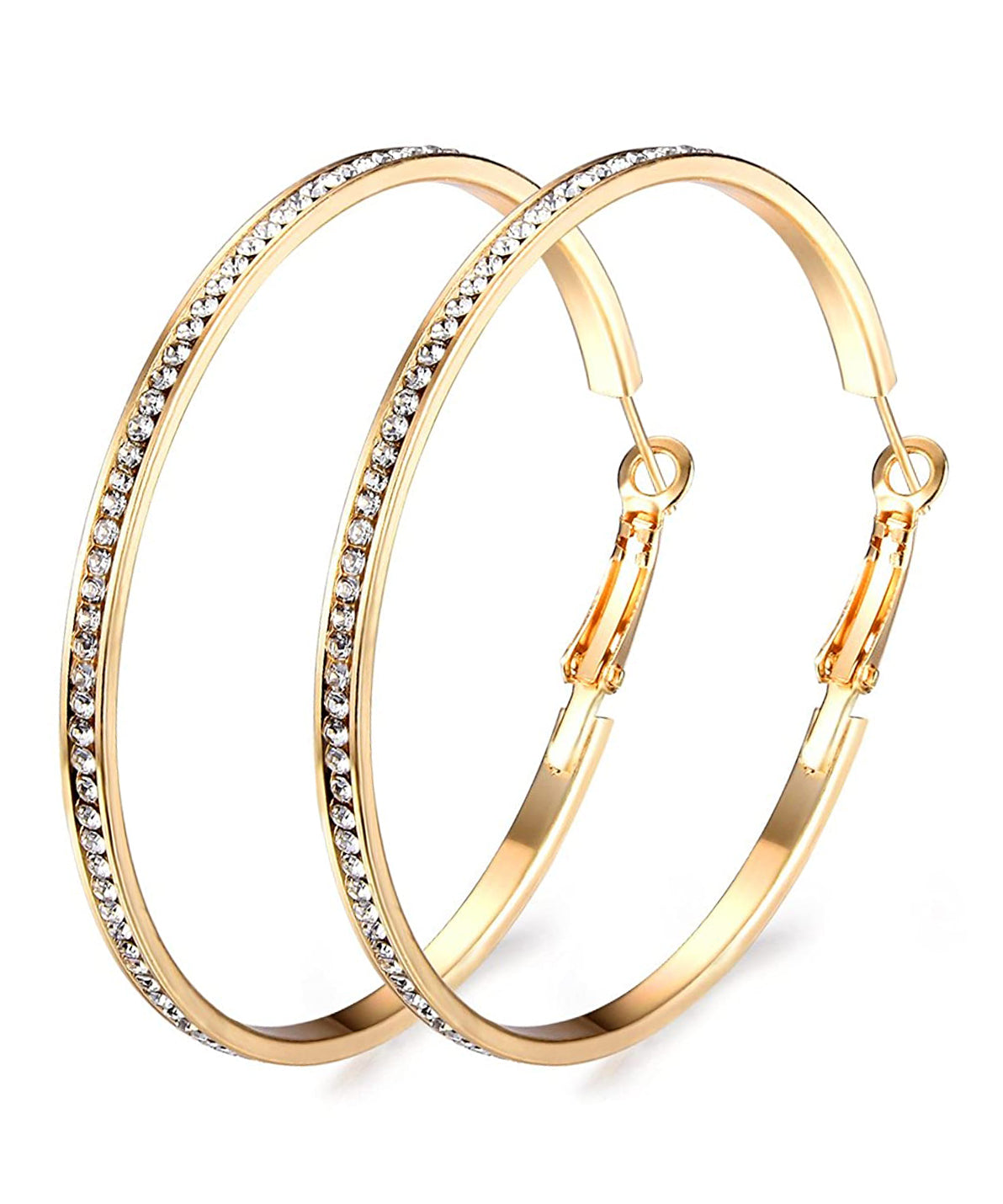 2" Pave Hoop Earring With ® Crystals in 18K Gold Plated-0