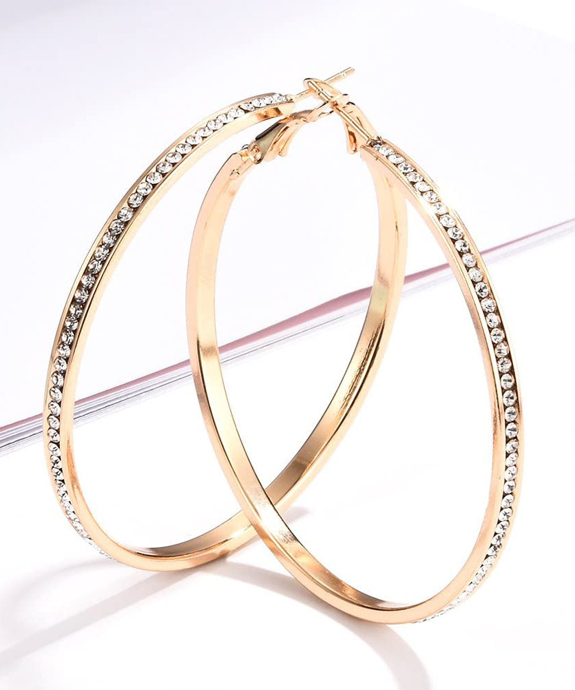 2" Pave Hoop Earring With ® Crystals in 18K Gold Plated-1