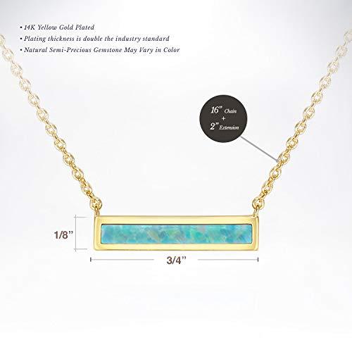 Opal Created Bar Necklace 18" - 18K Gold Plated-2