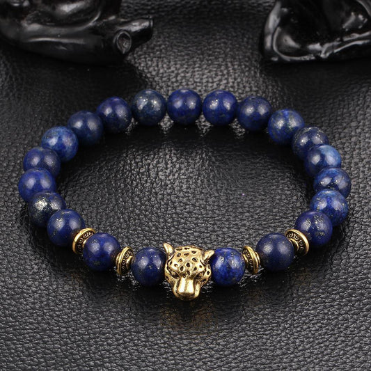 Blue Jaguar Head 18K Gold Plated Bracelet in 18K Gold Plated ITALY Design-0