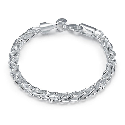 Popcorn Mesh Bracelet in 18K White Gold Plated 7.5"-0