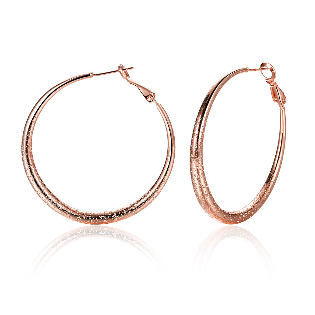 1.6" Round Hoop Earring in 18K Rose Gold Plated-3