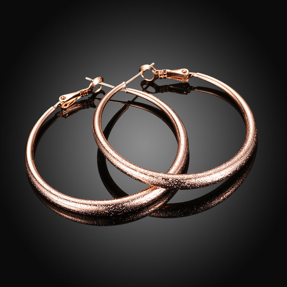 1.6" Round Hoop Earring in 18K Rose Gold Plated-5