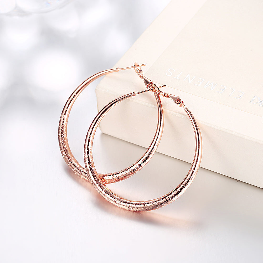 1.6" Round Hoop Earring in 18K Rose Gold Plated-1