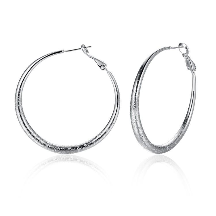 Modern Glitter Layering Hoop Earrings Set in 18K White Gold ITALY Design-0