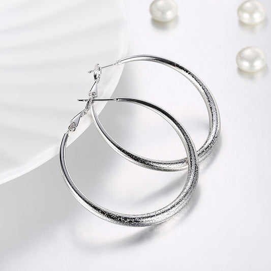 1.6" Round Hoop Earring in 18K White Gold Plated-0