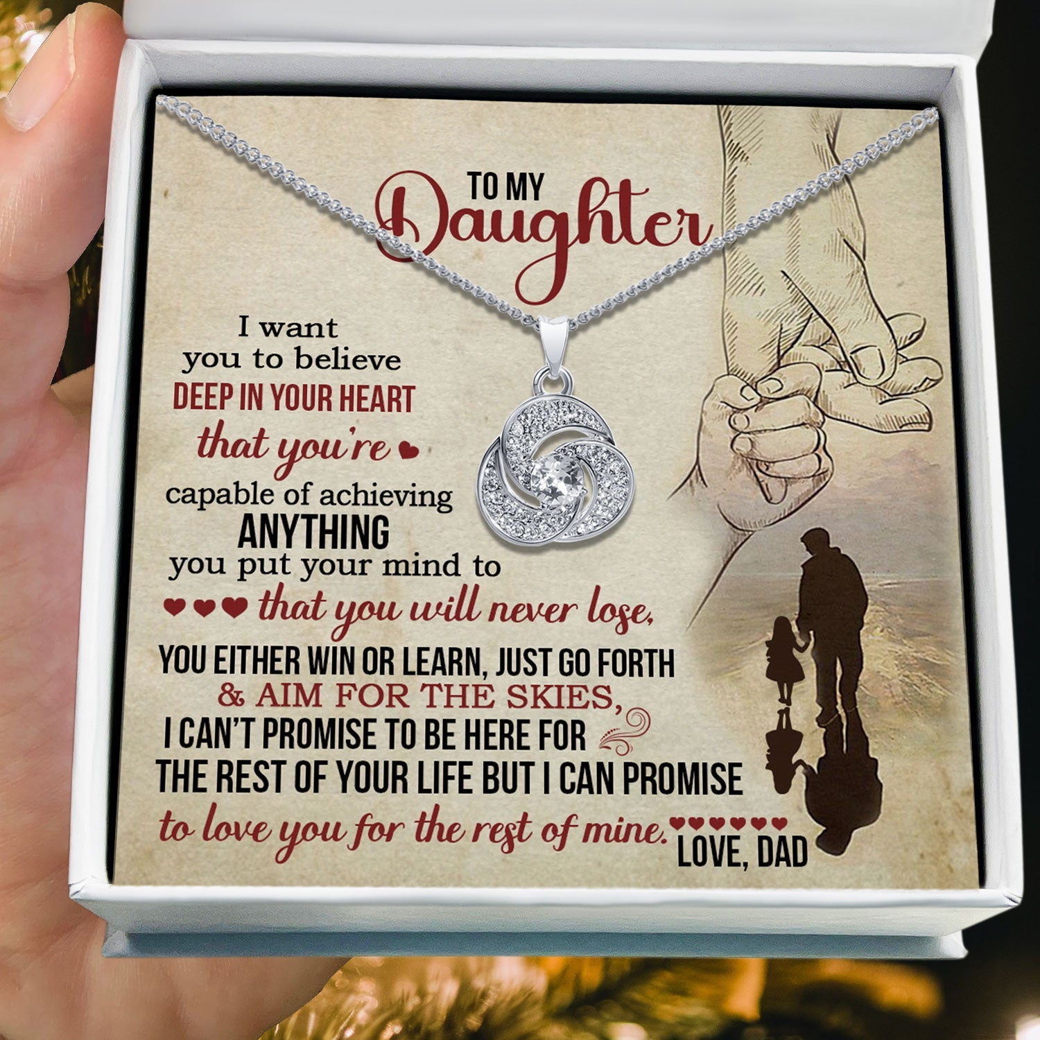 To My Daughter - I Can Promise to Love You For The Rest Of Mine - Tryndi Love Knot Necklace-7