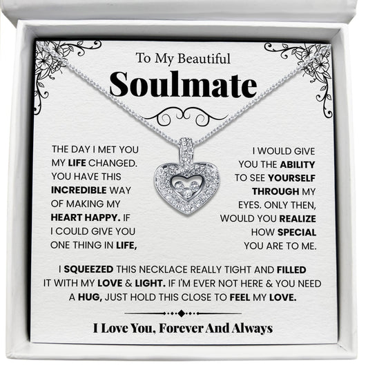 To My Beautiful Soulmate - Just Hold This Close to Feel My Love - Tryndi Floating Heart Necklace-0