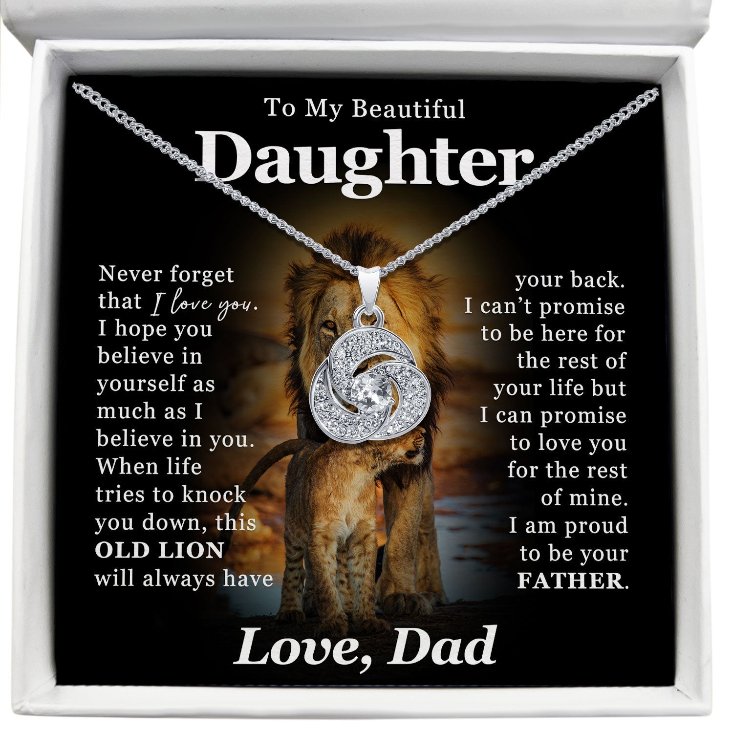 To My Beautiful Daughter - I'm Proud To Be Your Father - Tryndi Love Knot Necklace-0