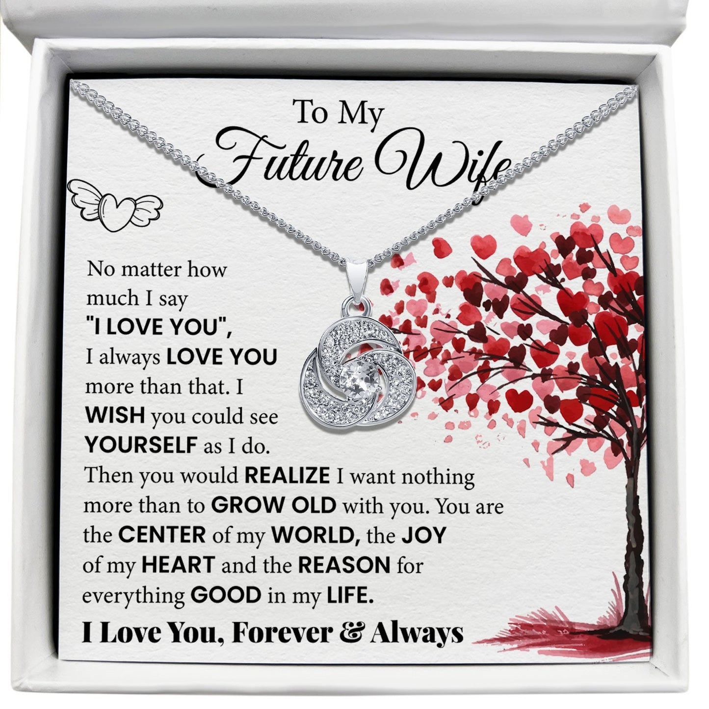 To My Future Wife - You Are The Center of My World - Tryndi Love Knot Necklace-0