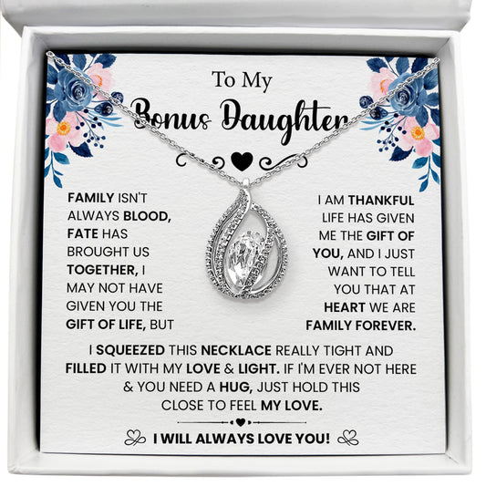 To My Bonus Daughter - I Will Always Love You - Orbital Birdcage Necklace-0