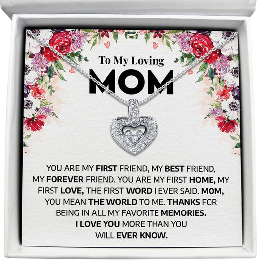 To My Loving Mom - You Are My First Home - Tryndi Floating Heart Necklace-0